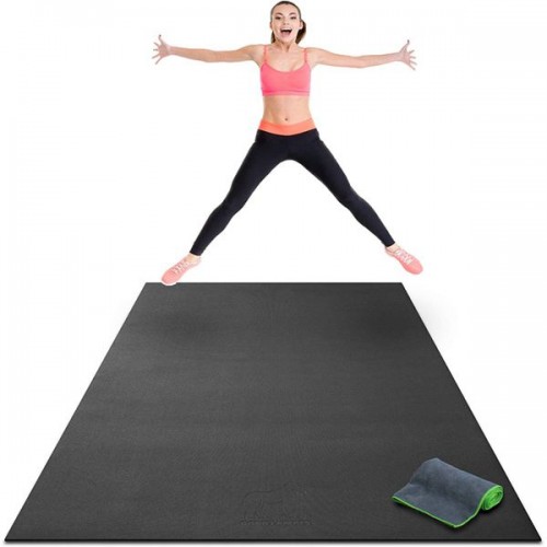 Racdde Premium Extra Large Exercise Mat - 8' x 4' x 1/4" Ultra Durable, Non-Slip, Workout Mats for Home Gym Flooring - Jump, Cardio, MMA Mats - Use with or Without Shoes (96" Long x 48" Wide x 6mm Thick) 