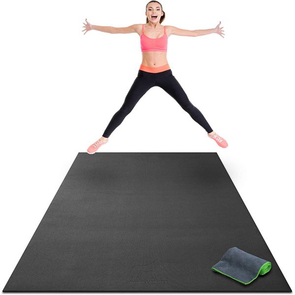 Racdde Premium Extra Large Exercise Mat - 8' x 4' x 1/4" Ultra Durable, Non-Slip, Workout Mats for Home Gym Flooring - Jump, Cardio, MMA Mats - Use with or Without Shoes (96" Long x 48" Wide x 6mm Thick) 