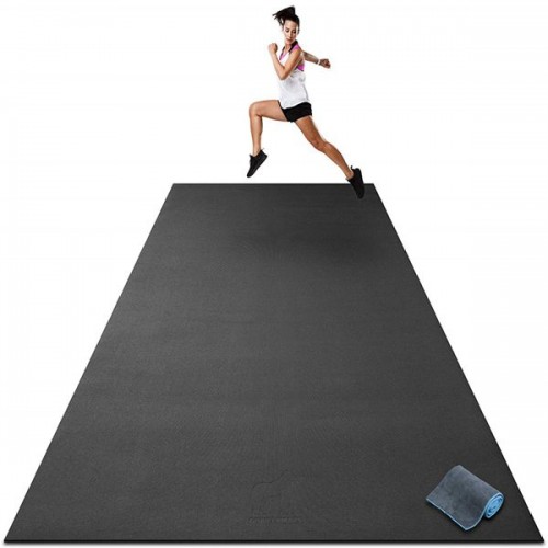 Racdde Premium Extra Large Exercise Mat - 12' x 6' x 1/4" Ultra Durable, Non-Slip, Workout Mats for Home Gym Flooring - Plyo, MMA, Cardio Mat - Use with or Without Shoes (144" Long x 72" Wide x 6mm Thick) 