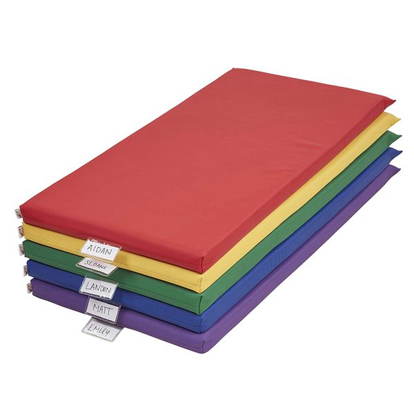 Racdde 2-Inch Thick Rainbow Rest Nap Mats with Name Tag Holder, Phthalate-Free Portable Toddler Mat, Preschool & Daycare Sleeping Floor Mat, Napping Floor Mat, Assorted (5-Pack) 