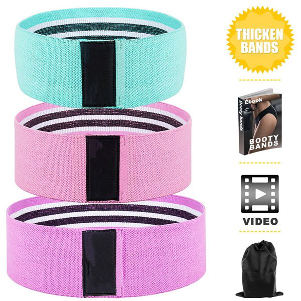 Racdde Booty Bands, Non Slip Resistance Bands for Legs and Butt, Workout Bands Exercise Bands Glute Bands for Women, 3 Pack - Training Ebook and Video Included 