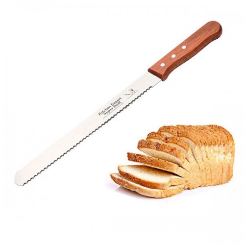 Racdde 14 Inch Cake Cheese and Bread Knife Slicer Stainless Steel Serrated with Solid Wood Handle Slicing, Lightweight and Small 