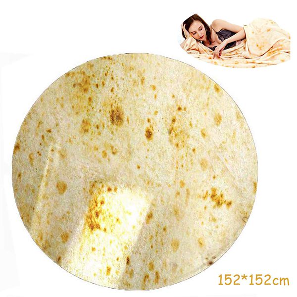 Racdde Burrito Tortilla Blanket, Food Flour Throw Blanket Perfectly Round Novelty Blanket to be a Giant Human Burrito, Food Creation Wrap Blanket Soft & Plush Giant Towel for Adults/Kids-5’Diameter 