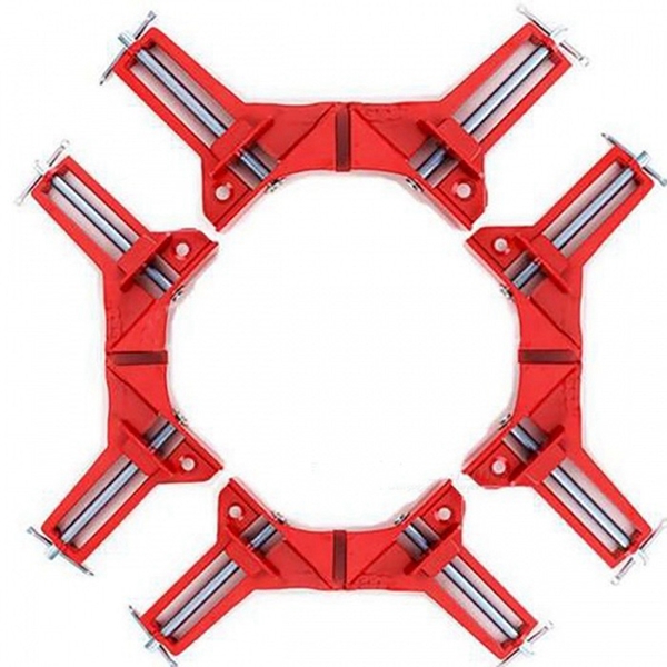 Racdde 4Pcs 75mm Mitre Corner Clamps, Woodwork Right Angle Clip, Picture Frame Holder - Red