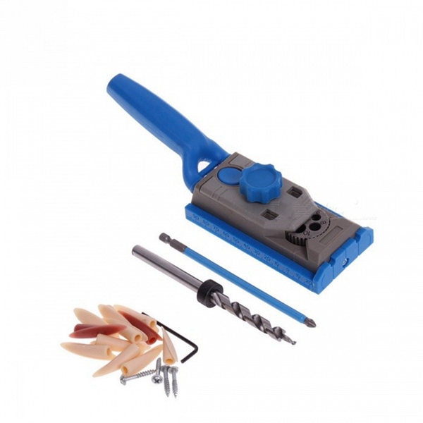 Racdde 9.5mm Drill Guide Sleeve Woodworking Pocket Hole Jig Kit Set For Kreg Pilot Wood Drilling Dowelling Hole Saw Master System BLUE