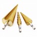 Racdde 3 Pcs Stepped Drill Bits Hex Shank HSS Titanium Coated Straight Flute Pagoda Wood Tool Hand Drill Bits Set Other/Other/Gold