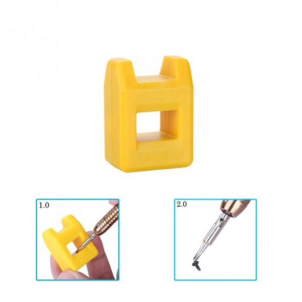 Racdde Professional Mini Magnetizer Demagnetizer, Split Magnetic Pick Up Tool - Yellow