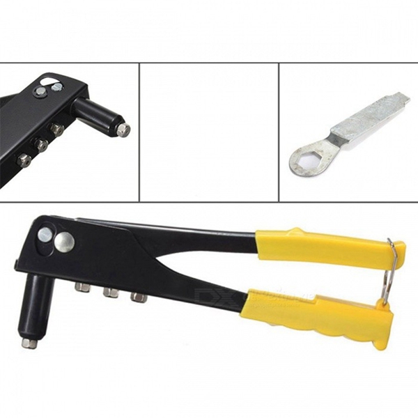 Racdde Pop Rivet Tool Riveter Gun with 60Pcs Steel Blind Rivets, Heavy Duty Hand Repair Tool Kit for Metal Woodworking yellow