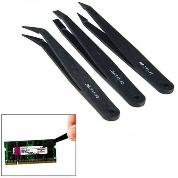 Racdde 3-in-1 Anti-Static Nylon Carbon Fiber Nipper Kit Tweezers Repair Tools for Repairing PC / Phone