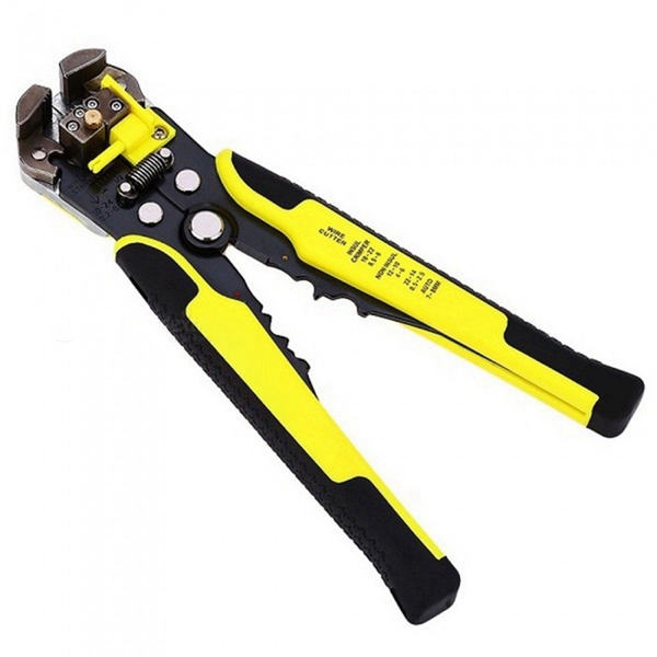Racdde JX1301 Cable Wire Stripper Cutter Crimper, Automatic Multifunctional TAB Terminal Crimping Stripping Plier Tool Yellow