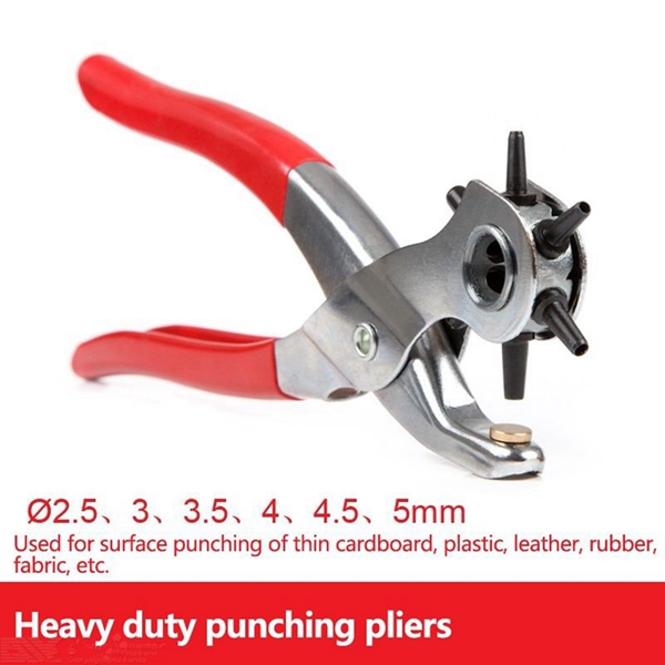 Racdde Hole Punching Plier for Leather, Fabric, Cardboard, Plastic 6 Size Rotating Puncher