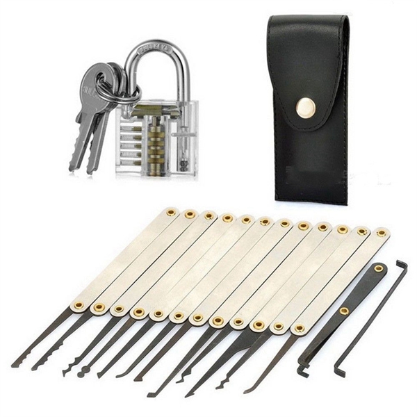 Racdde Locksmith Hand Tools Lock Pick Set Transparent Visible Cutaway Practice Padlock With Broken Key Removing Hooks Hardware