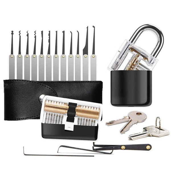 Racdde Lock Opener Kit Locksmith Training Transparent Practice Padlocks Tools