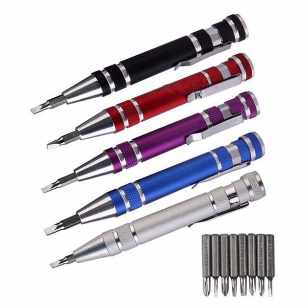 Racdde Multifunction 8 In 1 Mini Aluminum Precision Pen Screw Driver Screwdriver Set Repair Tools Kit For Cell Phone Hand Tool