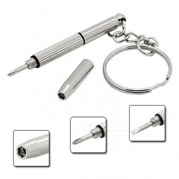 Racdde Small Screwdriver Keychain for Glasses Maintenance - Silver
