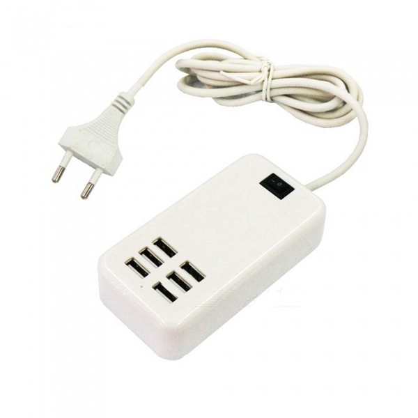 Racdde Portable 30W 6-Port USB Smart Charging Power Strip - EU Plug (AC100-240V)