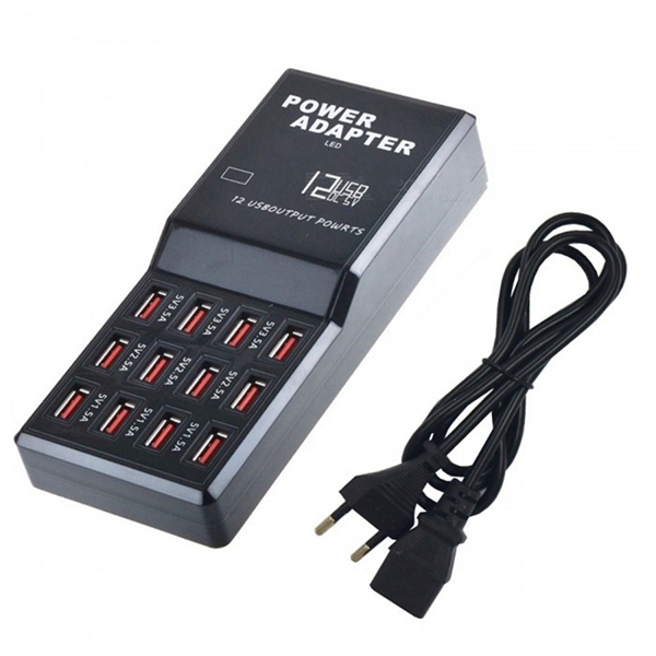 Racdde 50W 12USB 12A USB Smart Charging Plug, Fast Charger - EU Plug