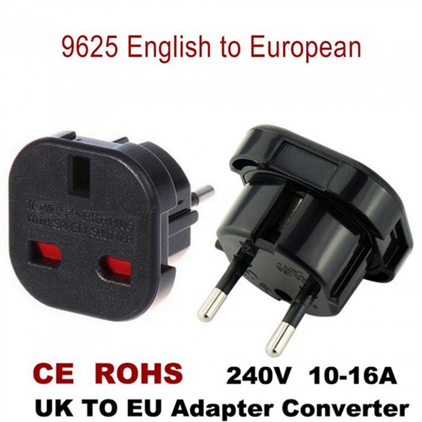 Racdde Mini Portable UK To EU Plug Adapter Socket Converter For Travel Use Black