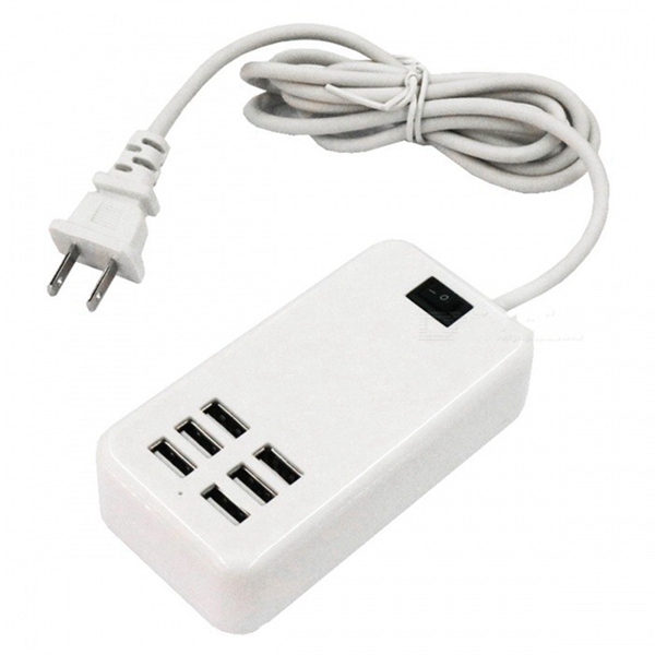 Racdde Portable 30W 6-Port USB Smart Charging Power Strip - US Plug (AC100-240V)