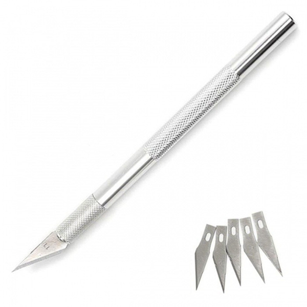 Racdde Portable Premium Metal Carving Knife with Spare Blades - Silver