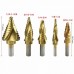 Racdde Step Drill Bits Round Shank Straight Flute HSS Core Drill Bits Industrial Reamer Wood Metal Drilling Hole Cut Tool Round/Gold