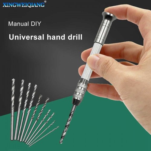 Racdde Pin Vise Hand Drill With Twist Bits Set For Delicate Manual Work Electronic Assembling Model Making Holes Drilling Woodworking