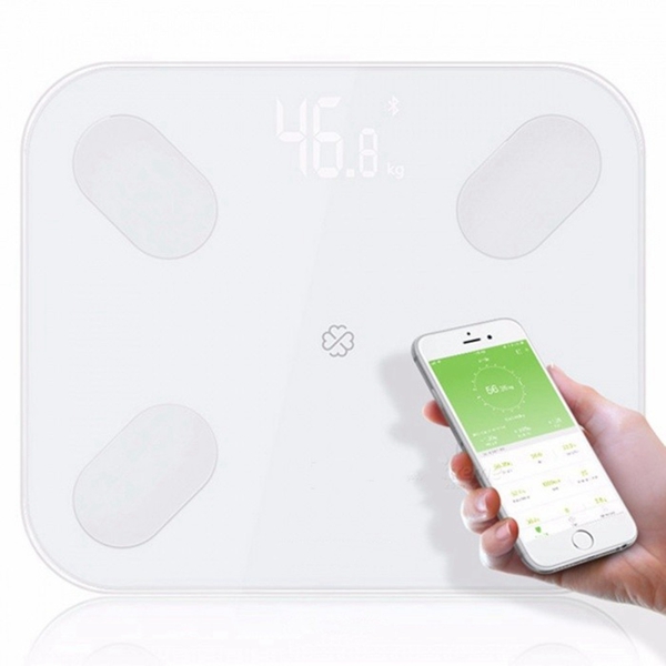 Racdde LED Body Bathroom Scales Floor Scientific Smart Electronic Digital Fat Weight Household Balance Bluetooth APP Android White
