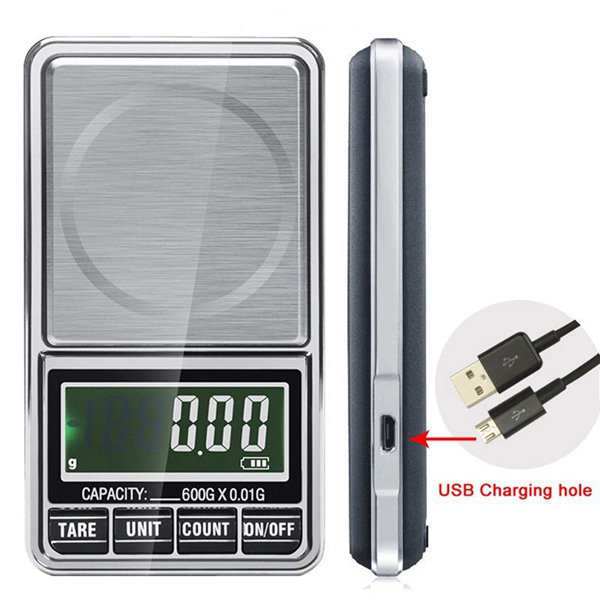 Racdde Mini Rechargeable Scale 600g / 0.01g High Precision Electronic Scale / Gold Jewelry Scale