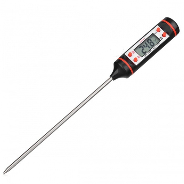 Racdde Portable Digital Kitchen Probe Thermometer with LCD Display for Food Cooking BBQ Meat Steak Turkey Wine - Black