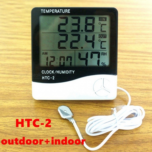 Racdde HTC-2 Weather Station Digital LCD Temperature Humidity Meter - Black