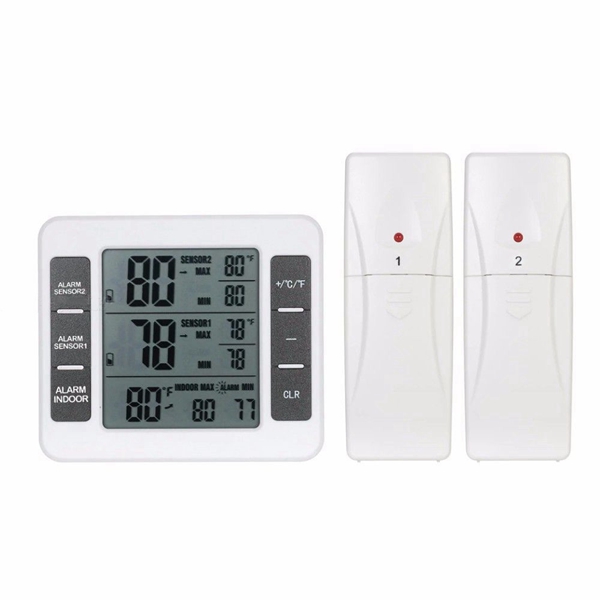 Racdde Digital Thermometer Temperature Meter With Weather Station C/F Display W/2PCS Transmitters