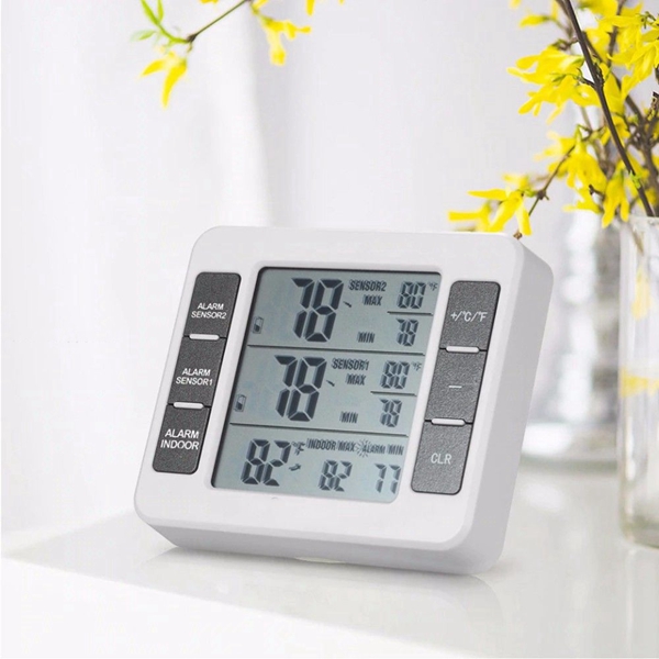 Racdde LCD Digital Thermometer Indoor Outdoor Temperature Meter With Weather Station C/F Display W/1PC Transmitter