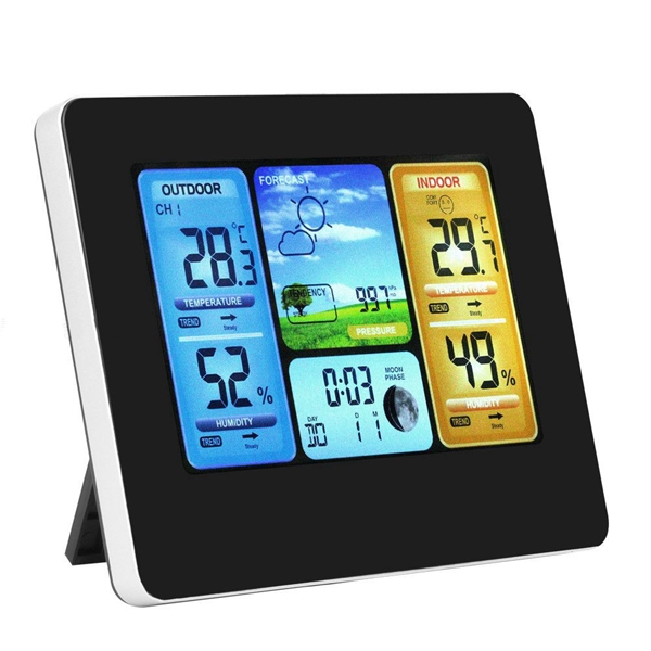 Racdde Wireless Digital Weather Station with Outdoor Sensor, Alarm Clock, Barometer, Temperature Humidity Monitor