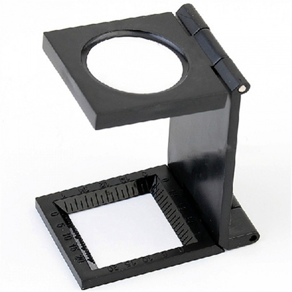 Racdde Mini Portable 10X Plastic Folding Magnifier with Scale - Black