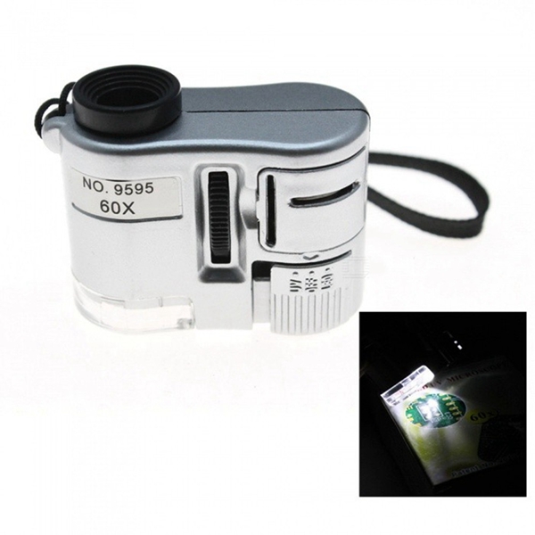 Racdde Mini Portable Pocket 60X Microscope Magnifier, Jewelry Loupe Glass / LED UV Light