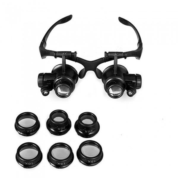 Racdde Magnifying Glass 10X 15X 20X 25X Eye Jewelry Watch Repair Magnifier Loupe With 2 LED Lights