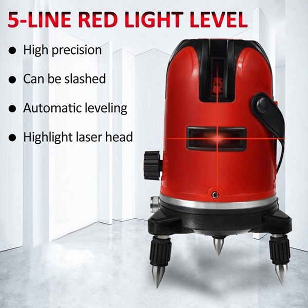 Racdde Premium Vertical Horizontal 5-Line Red Light Laser Level Finder