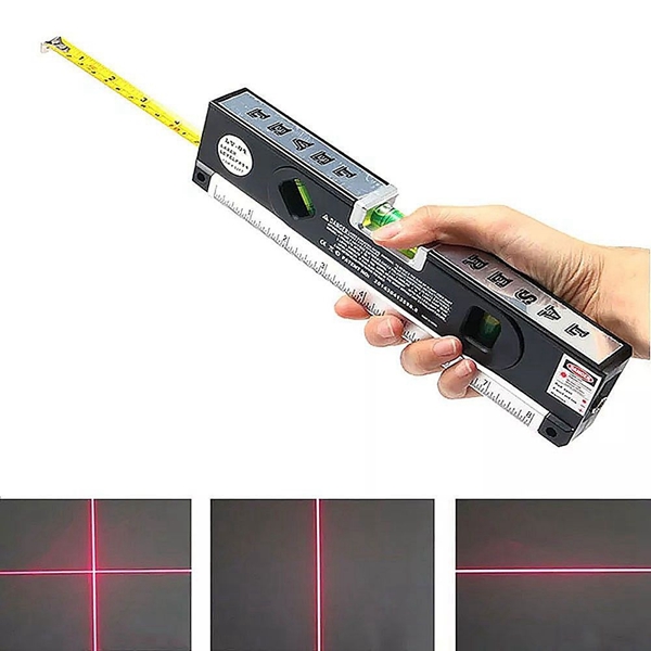 Racdde Multipurpose Laser Level Horizontal Vertical Measure Tape Aligner Ruler With 3 Bubbles