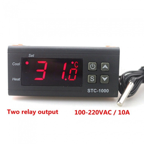 Racdde STC-1000 Two Relay Output LED Digital Temperature Controller Thermostat Incubator with Heater and Cooler, 110V-220V 10A