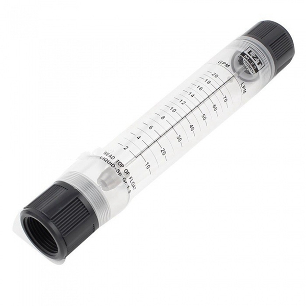 Racdde SJ 2-20GPM 1 inch Diameter Pipe Flowmeter - Black, Transparent
