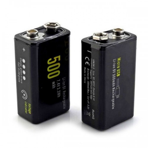 Racdde USB Rechargeable 9V Li-ion Protected 500mAh 7.4V Battery