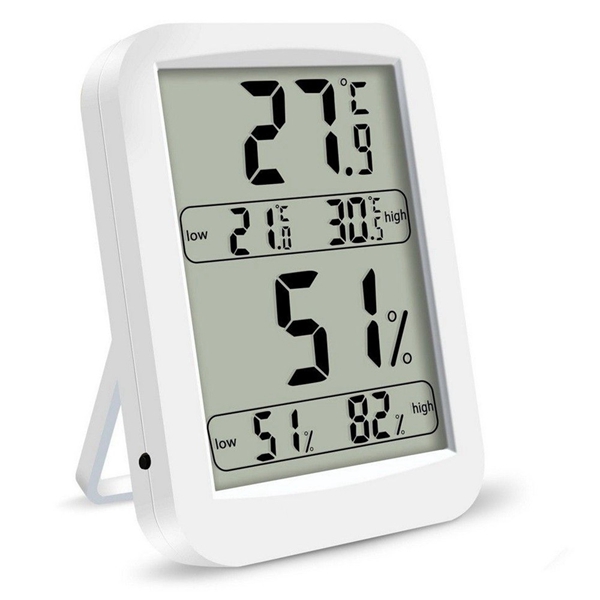 Racdde High Precision Electronic Thermometer Hygrometer With Display High Low Temperature Humidity - White