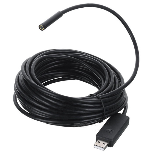 Racdde IP67 Waterproof USB 2.0 CMOS 6-LED Snake Camera Endoscope - Black - 7M