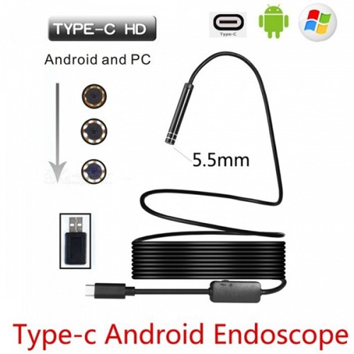 Racdde 5.5mm 6-LED USB Type-C Android PC 3.0MP Endoscope - Hardwire 7M
