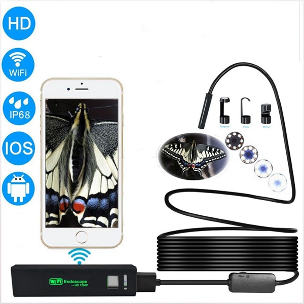 Racdde WiFi 2MP Borescope Inspection Camera Dimmable LED 1,200P Endoscope For IPHONE