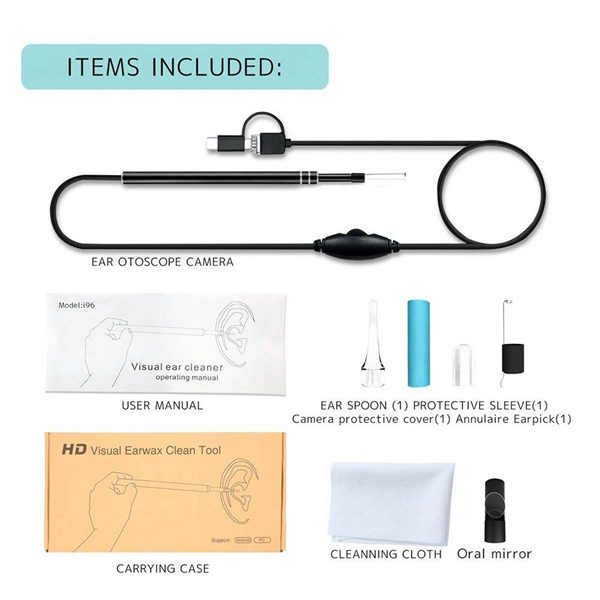 Racdde Wireless Ear Endoscope Cleaner Dimmable 480P Borescope With HD Inspection Camera
