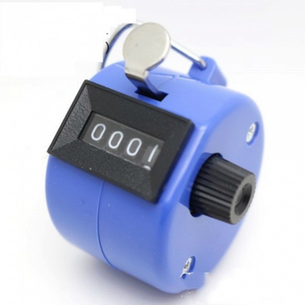 Clicker Digit Number Counters Handheld 4 Digit Number Counter Counting Tally Counter Clicker Timer Soccer Golf Counter - Blue