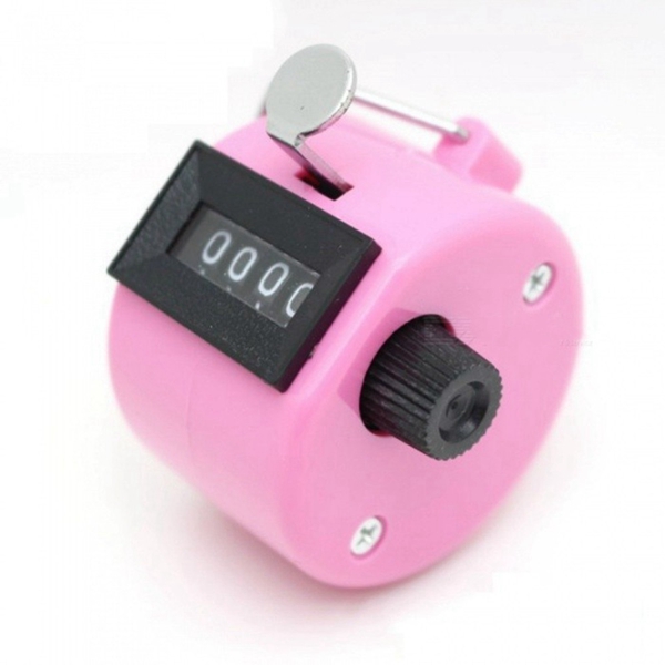 Clicker Digit Number Counters Handheld 4 Digit Number Counter Counting Tally Counter Clicker Timer Soccer Golf Counter - Pink