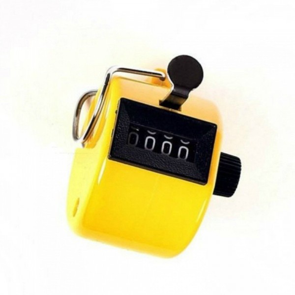 Clicker Digit Number Counters Handheld 4 Digit Number Counter Counting Tally Counter Clicker Timer Soccer Golf Counter - Yellow