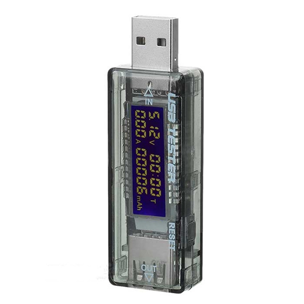 Racdde USB Current & Voltage Capacity Testing Meter w/ 1.2" LCD - Black